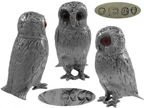 Victorian Silver Owl Pepper Pot 1862